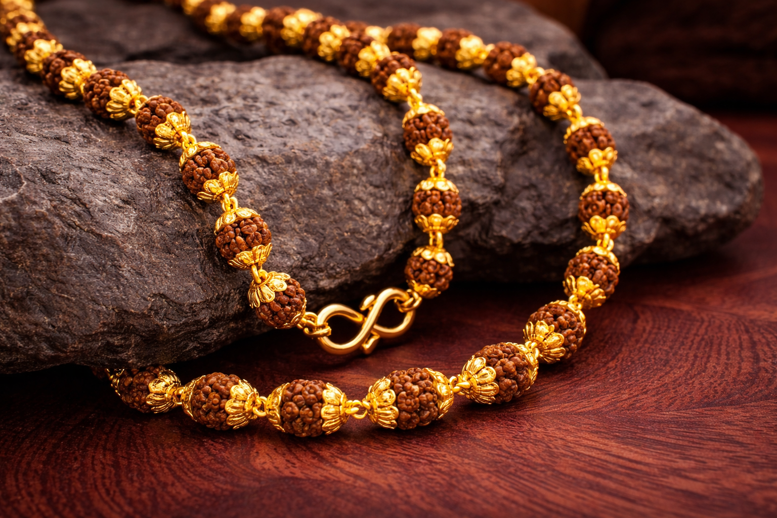Gold Plated Rudraksha Mala