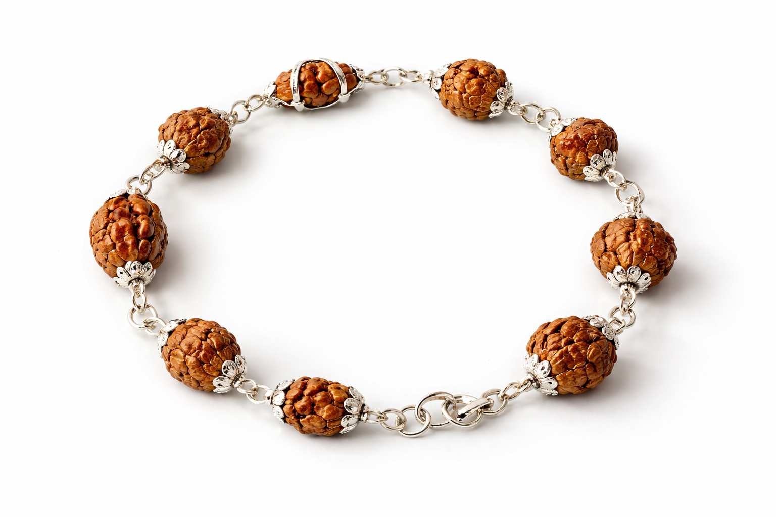 Silver Cap Rudraksha Bracelet