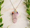 Silver Plated Rose Quartz 7 Chakra Necklace