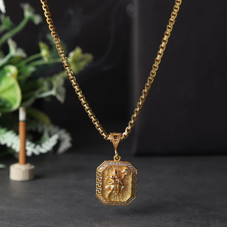 Gold Plated Hanuman Pendant with Chain