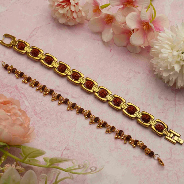 Gold Plated Essential+ Elemental Rudraksha Bracelet Combo